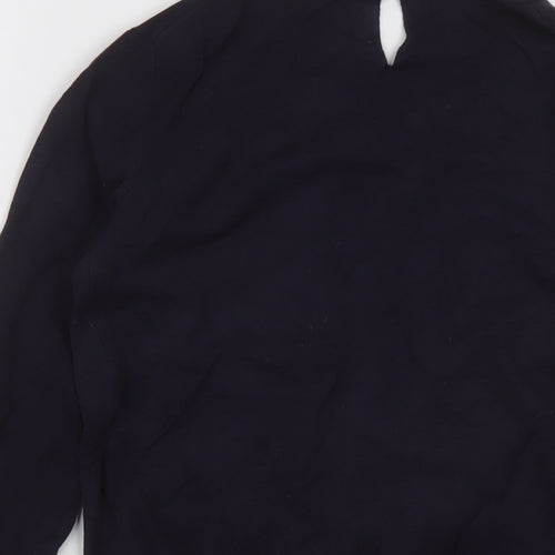 Mango Womens Blue Crew Neck Acrylic Cardigan Jumper Size S