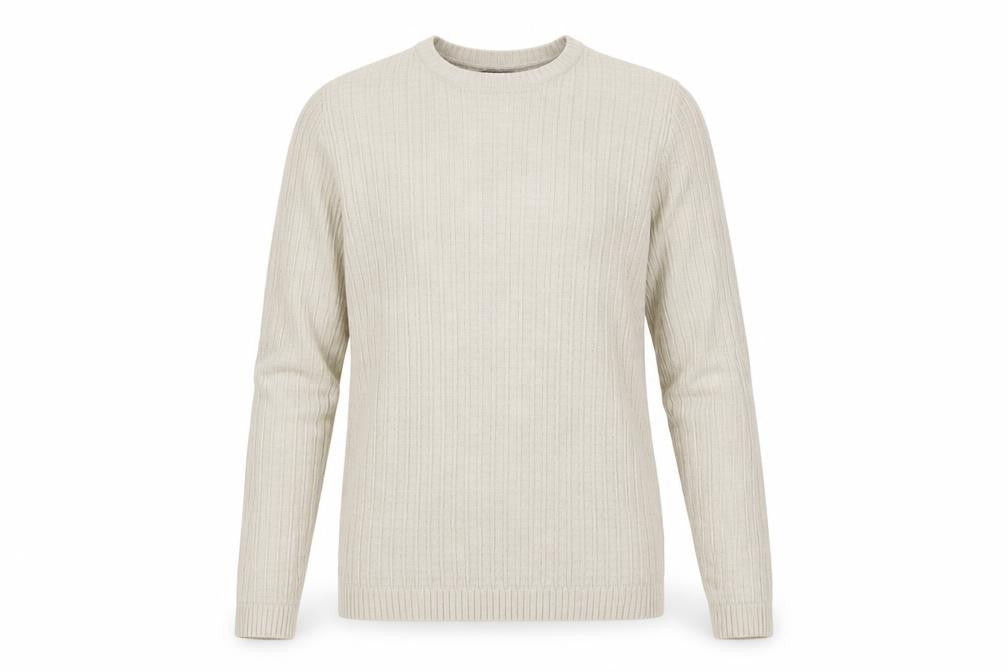 ASOS Mens Beige Crew Neck Cotton Pullover Jumper Size L Long Sleeve