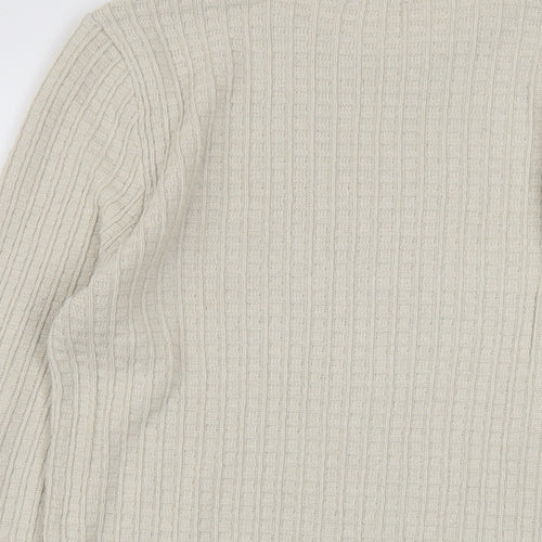 ASOS Mens Beige Crew Neck Cotton Pullover Jumper Size L Long Sleeve