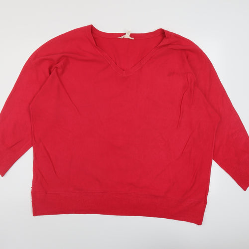 Terry Sky Womens Pink V-Neck Viscose Pullover Jumper Size XL