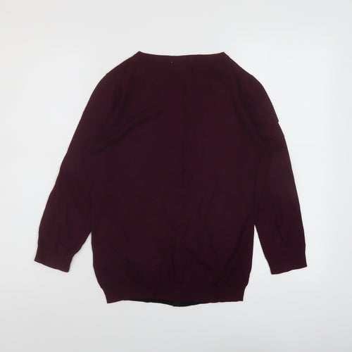 H&M, Womens Purple Round Neck Cotton Cardigan Jumper Size S