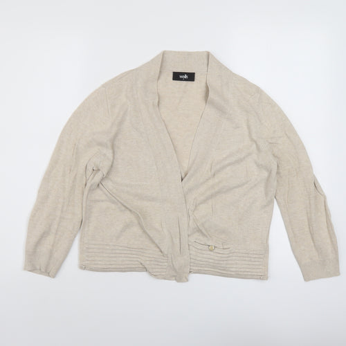 Wallis Womens Beige V-Neck Cotton Cardigan Jumper Size S