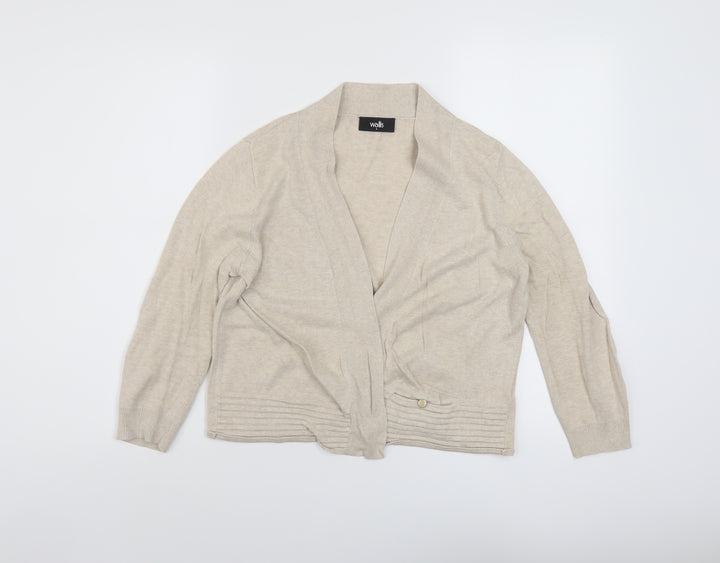 Wallis Womens Beige V-Neck Cotton Cardigan Jumper Size S