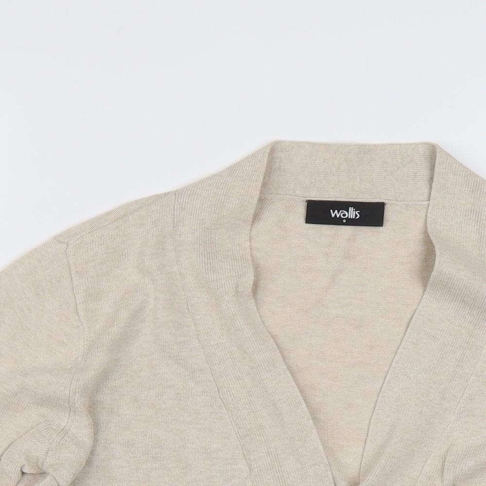 Wallis Womens Beige V-Neck Cotton Cardigan Jumper Size S