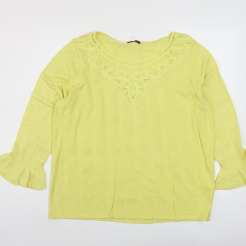 M&Co Womens Yellow Round Neck Viscose Pullover Jumper Size 20