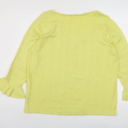 M&Co Womens Yellow Round Neck Viscose Pullover Jumper Size 20