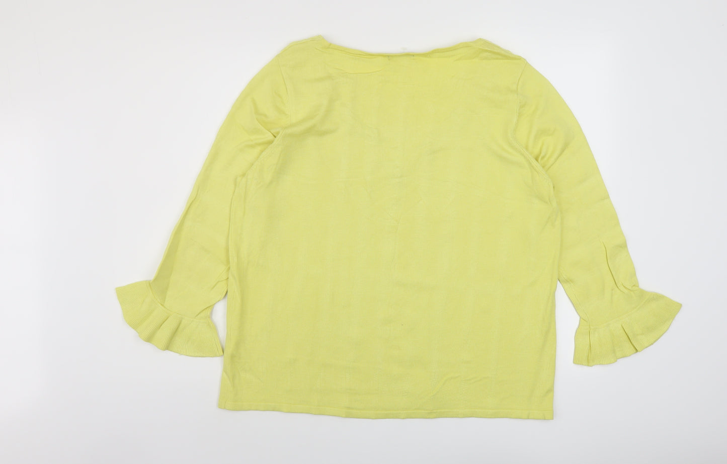 M&Co Womens Yellow Round Neck Viscose Pullover Jumper Size 20