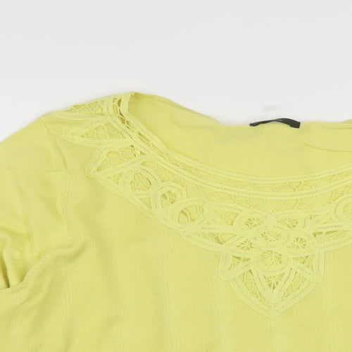 M&Co Womens Yellow Round Neck Viscose Pullover Jumper Size 20