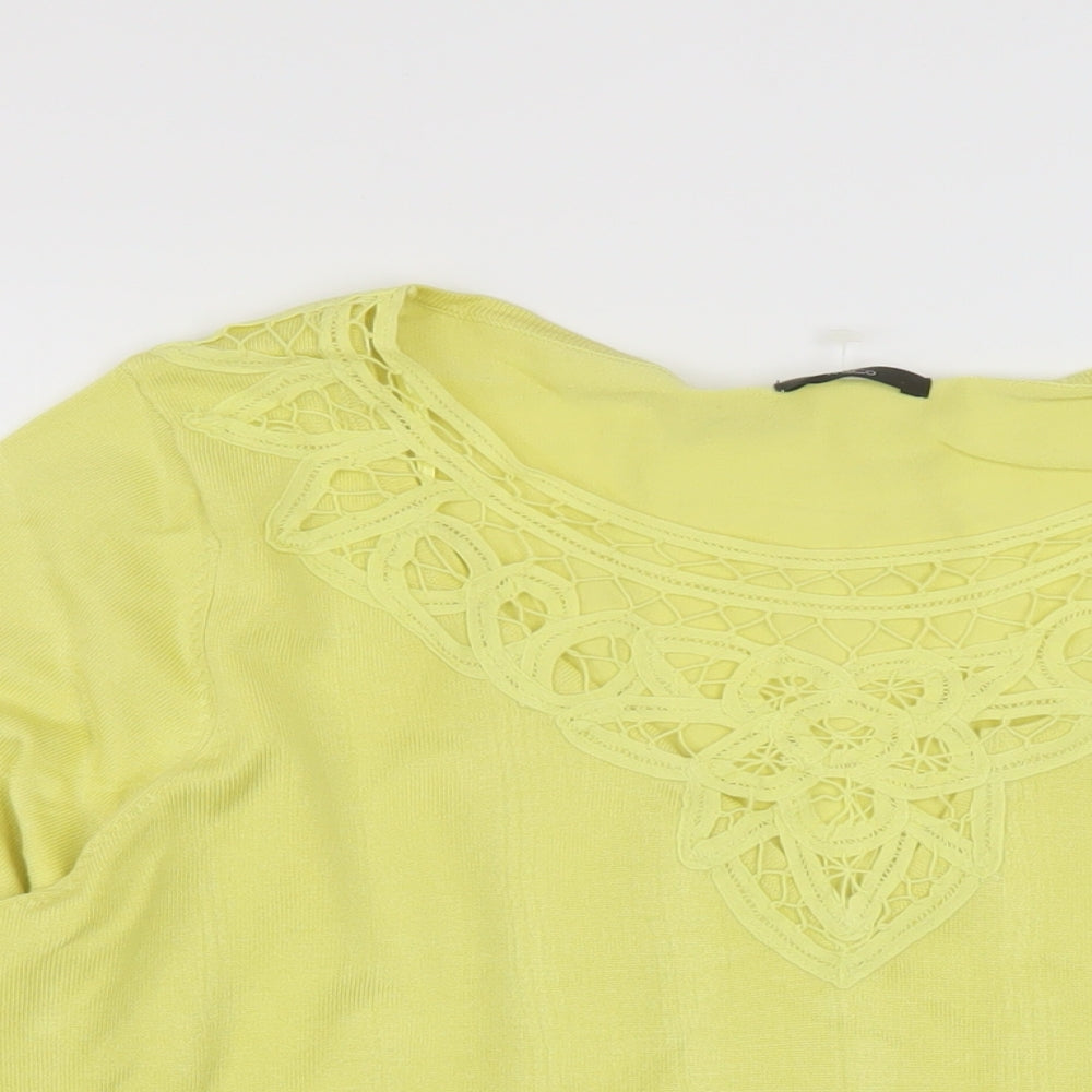 M&Co Womens Yellow Round Neck Viscose Pullover Jumper Size 20