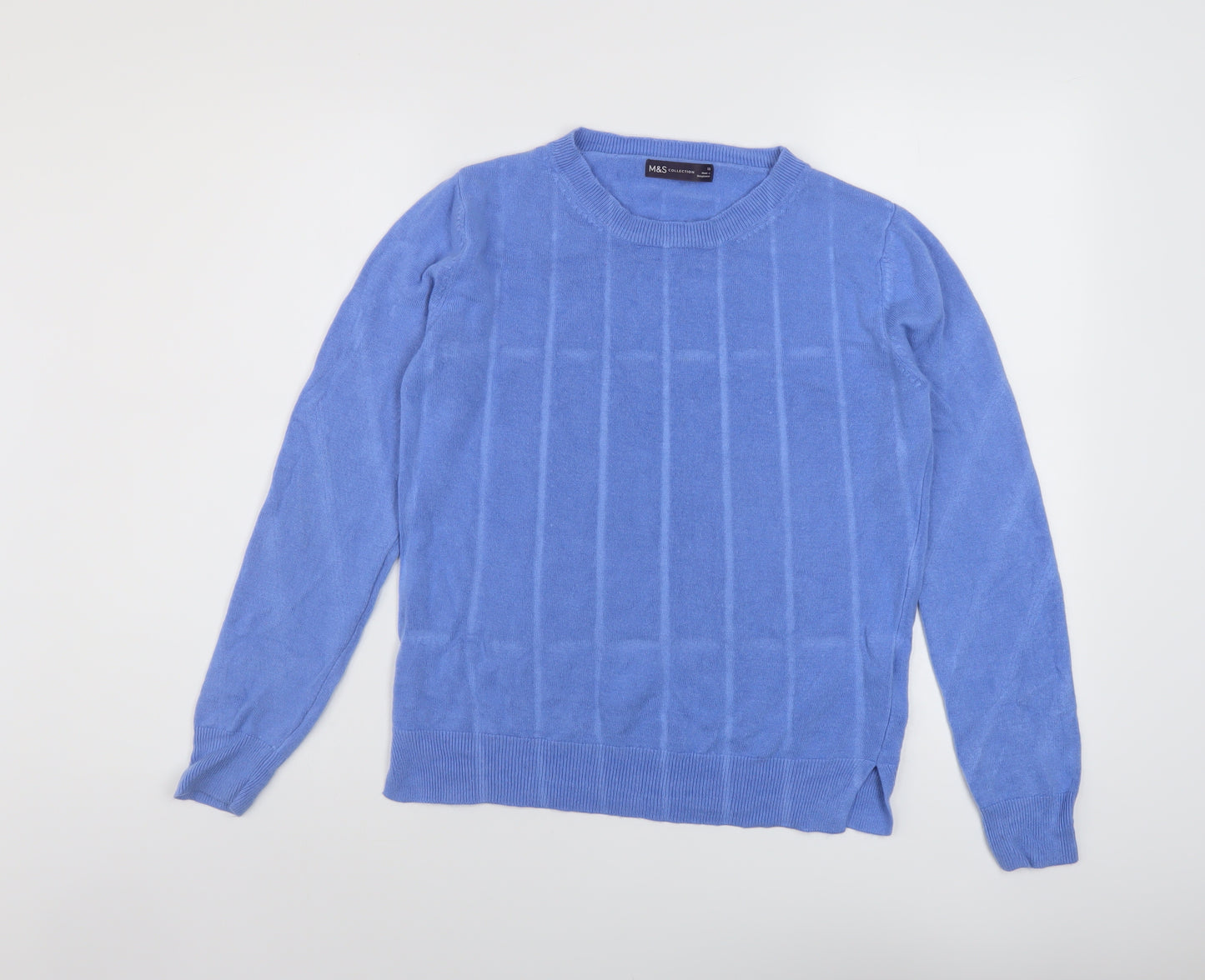Marks and Spencer Womens Blue Round Neck Acrylic Pullover Jumper Size 10