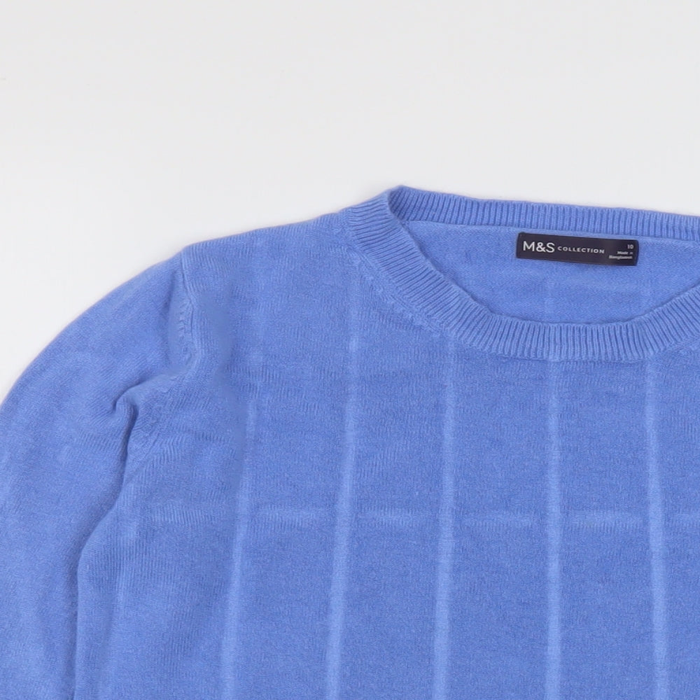 Marks and Spencer Womens Blue Round Neck Acrylic Pullover Jumper Size 10
