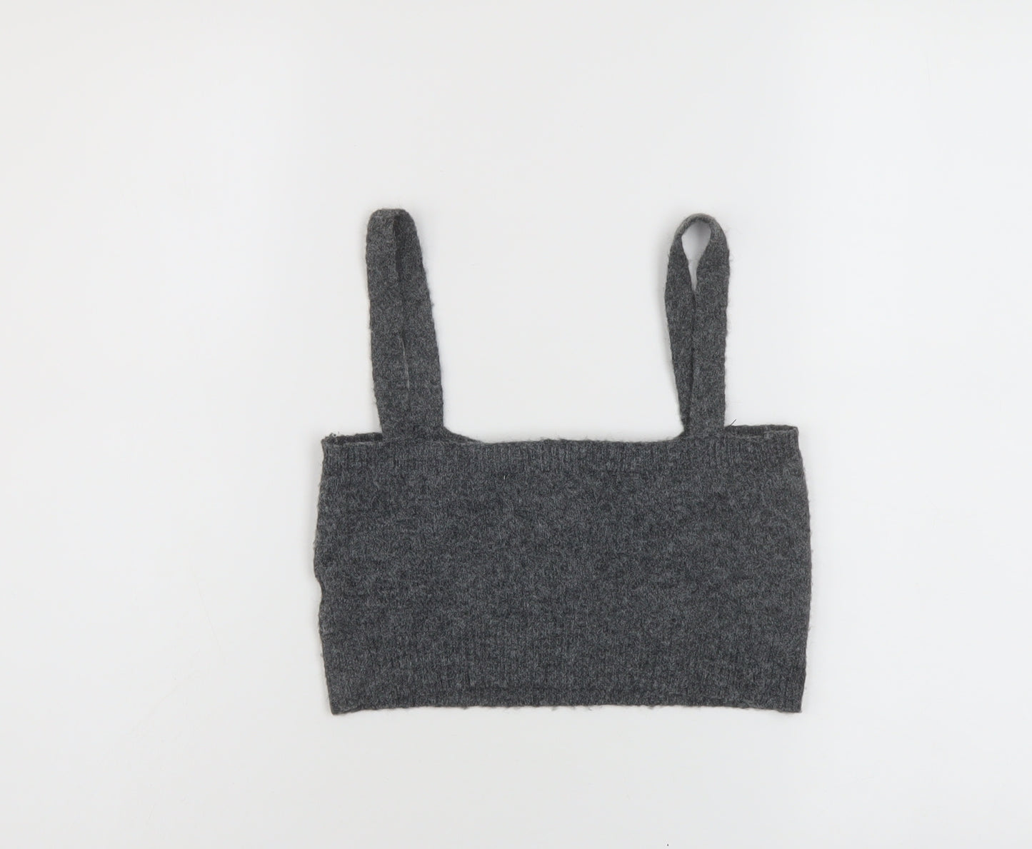 Zara Womens Grey Polyester Cropped Tank Size S Square Neck