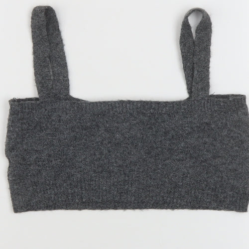 Zara Womens Grey Polyester Cropped Tank Size S Square Neck