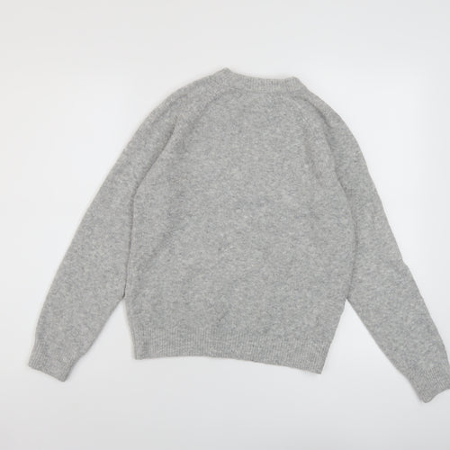 H&M Womens Grey Crew Neck Acrylic Pullover Jumper Size XS