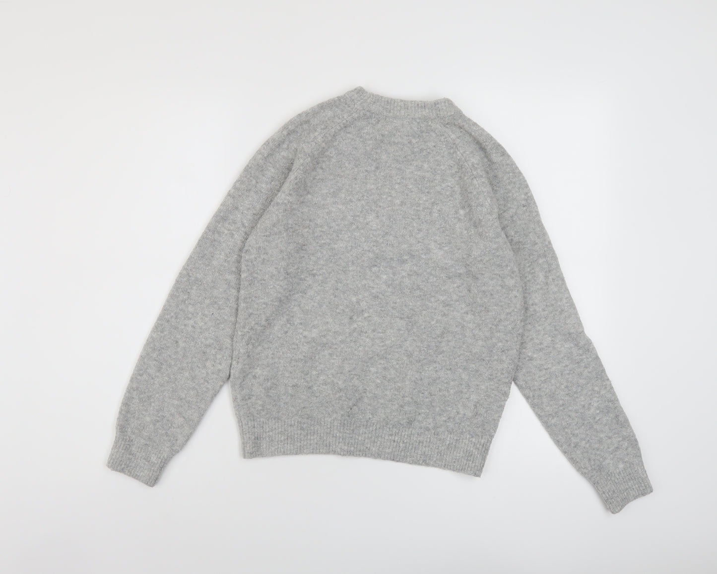 H&M Womens Grey Crew Neck Acrylic Pullover Jumper Size XS