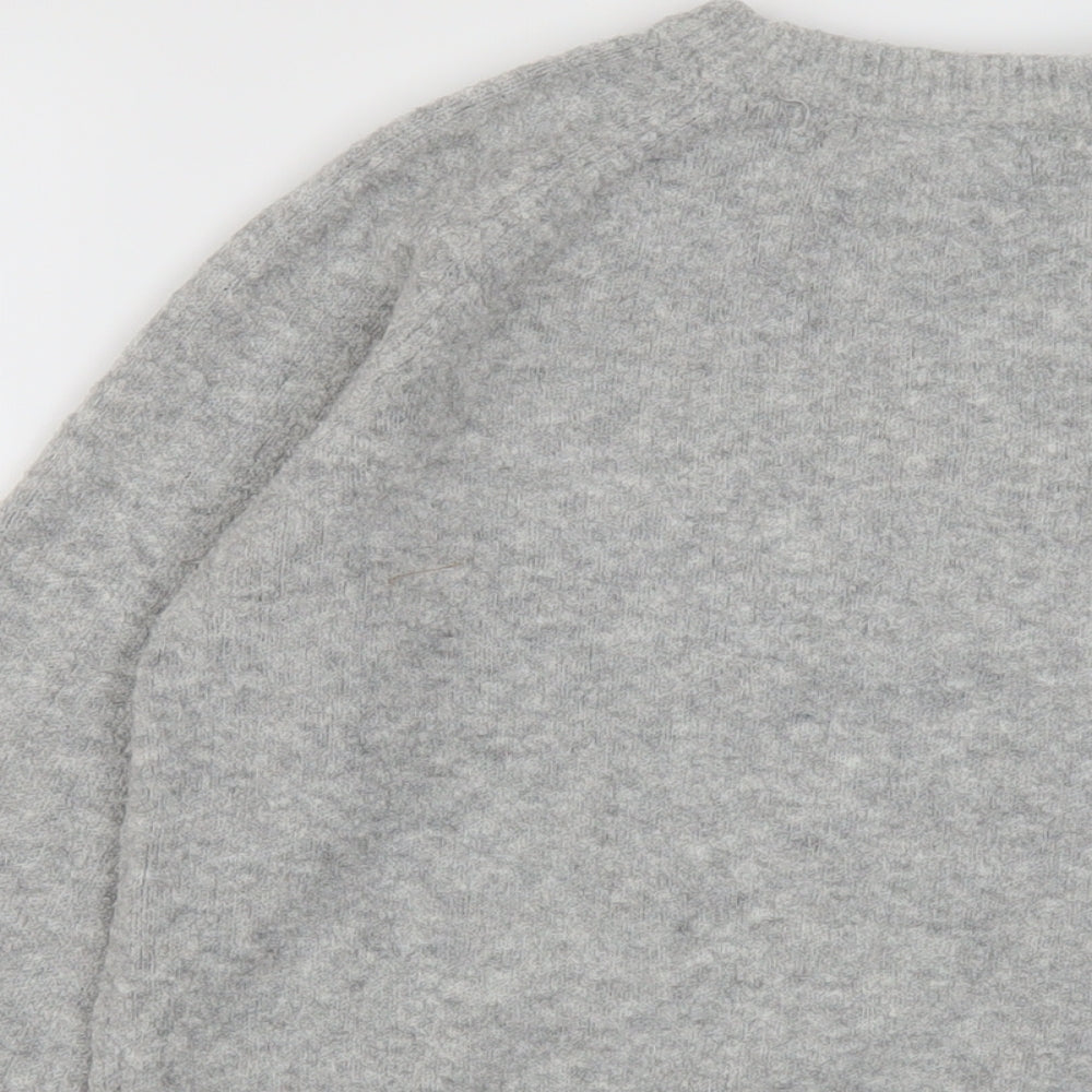 H&M Womens Grey Crew Neck Acrylic Pullover Jumper Size XS