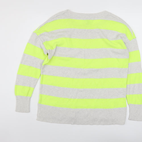 Gap Womens Grey Round Neck Striped Acrylic Pullover Jumper Size L