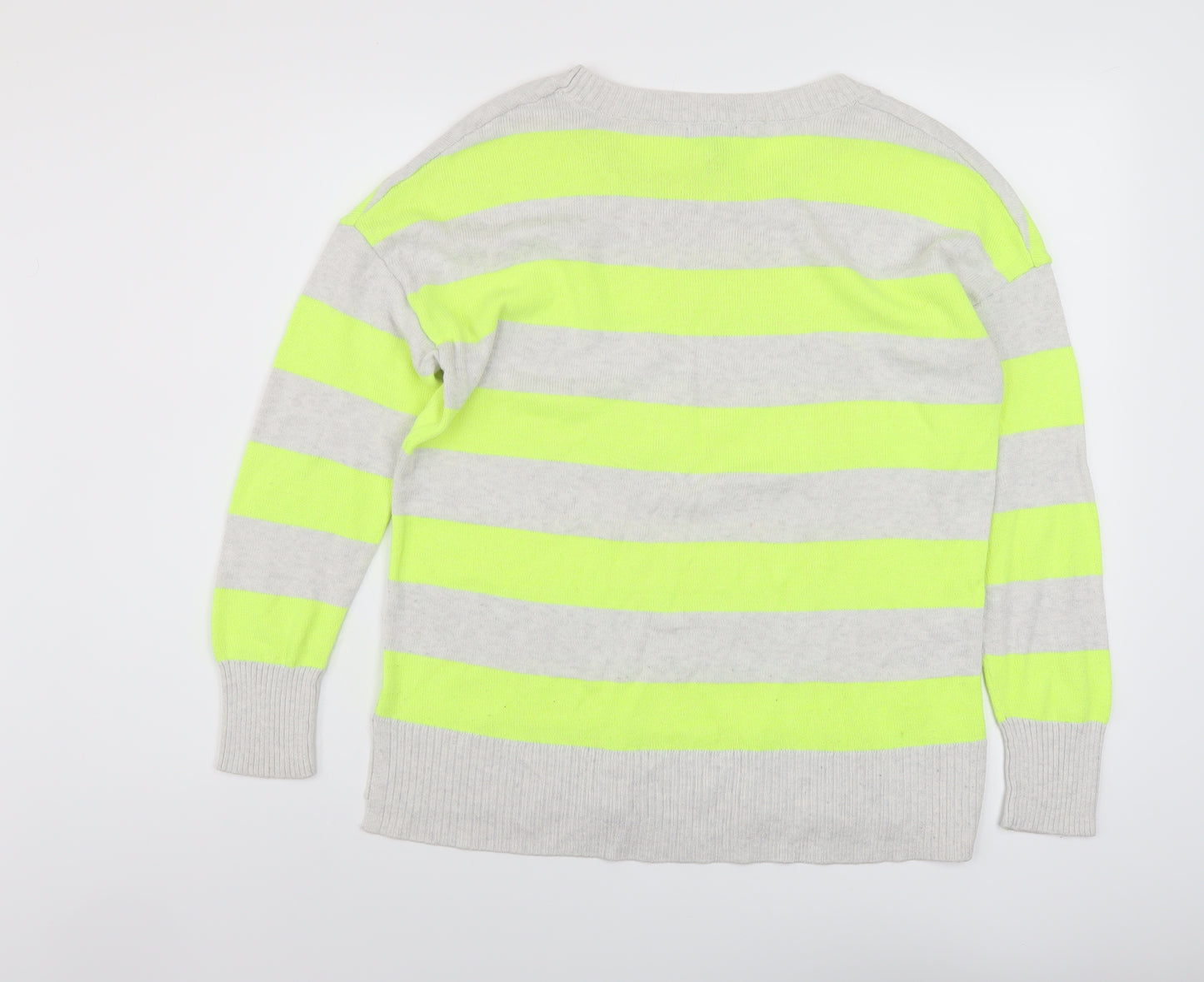 Gap Womens Grey Round Neck Striped Acrylic Pullover Jumper Size L