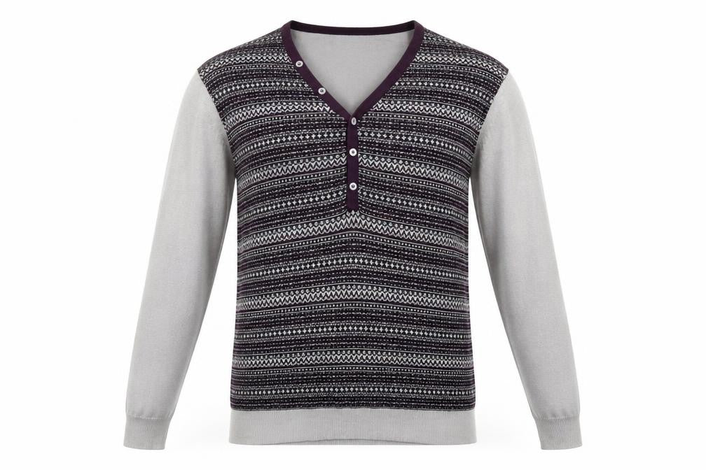 Topman Mens Green V-Neck Geometric Cotton Pullover Jumper Size 2XL Long Sleeve