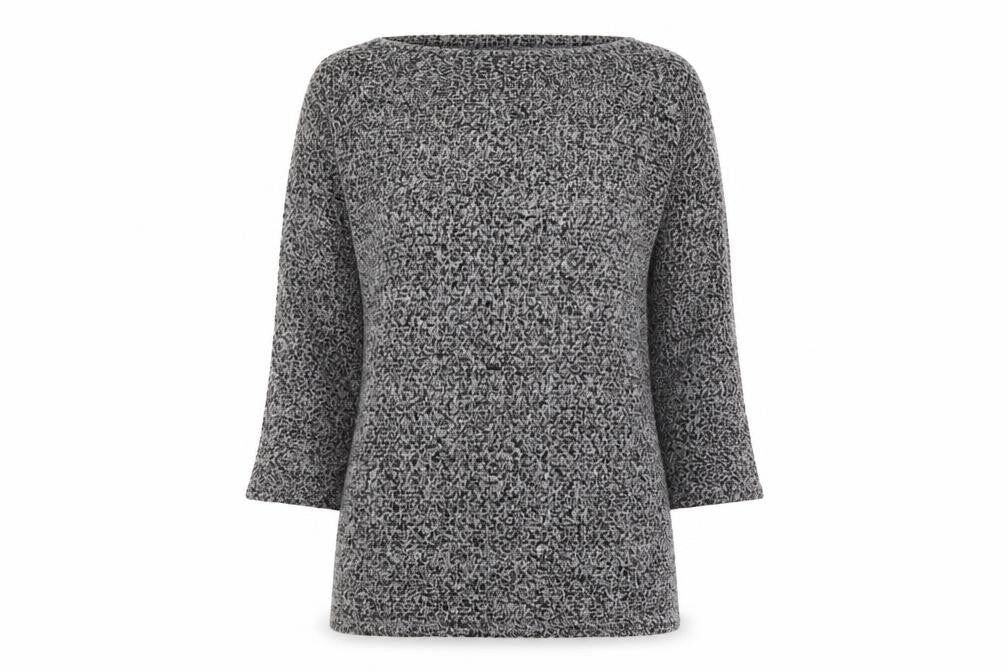 Front view of New Look women’s grey round neck polyester jumper, size UK 10