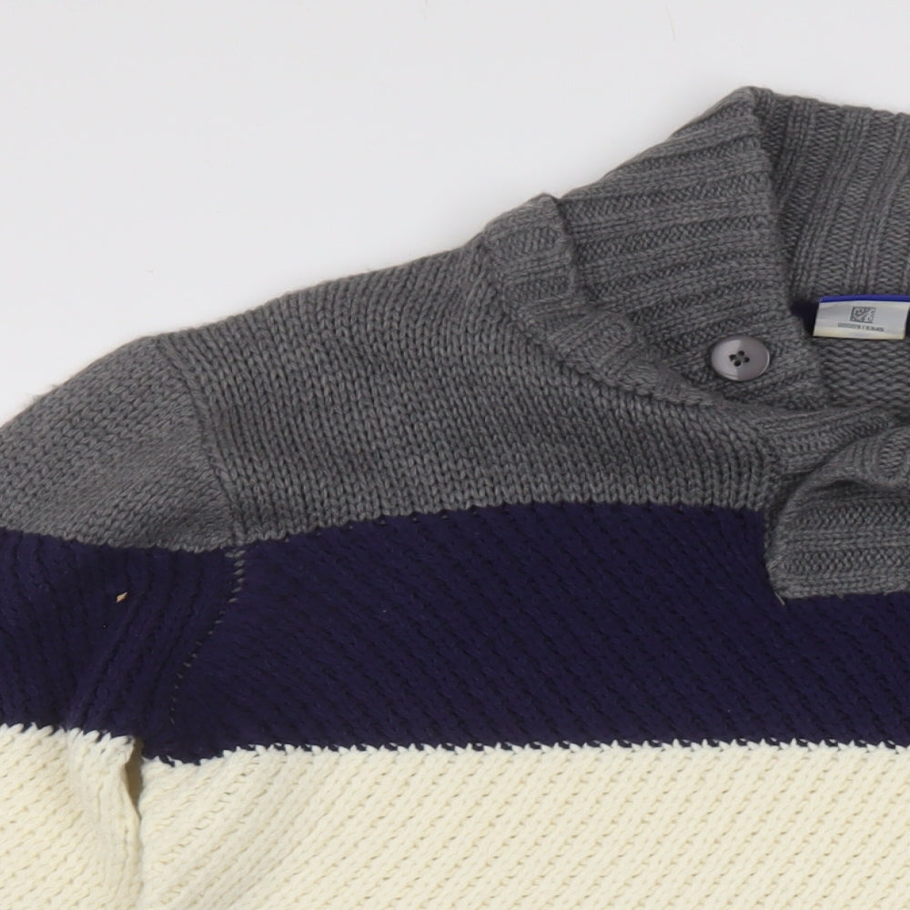Leeds United Mens Grey Mock Neck Acrylic Pullover Jumper Size M Long Sleeve - Leeds FC