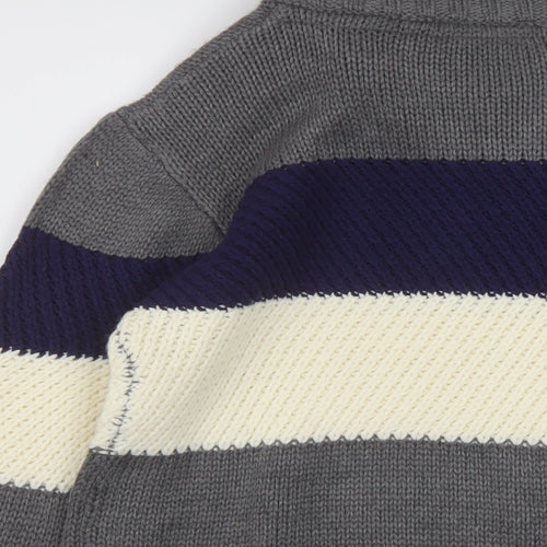 Leeds United Mens Grey Mock Neck Acrylic Pullover Jumper Size M Long Sleeve - Leeds FC
