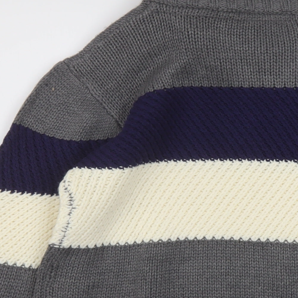 Leeds United Mens Grey Mock Neck Acrylic Pullover Jumper Size M Long Sleeve - Leeds FC