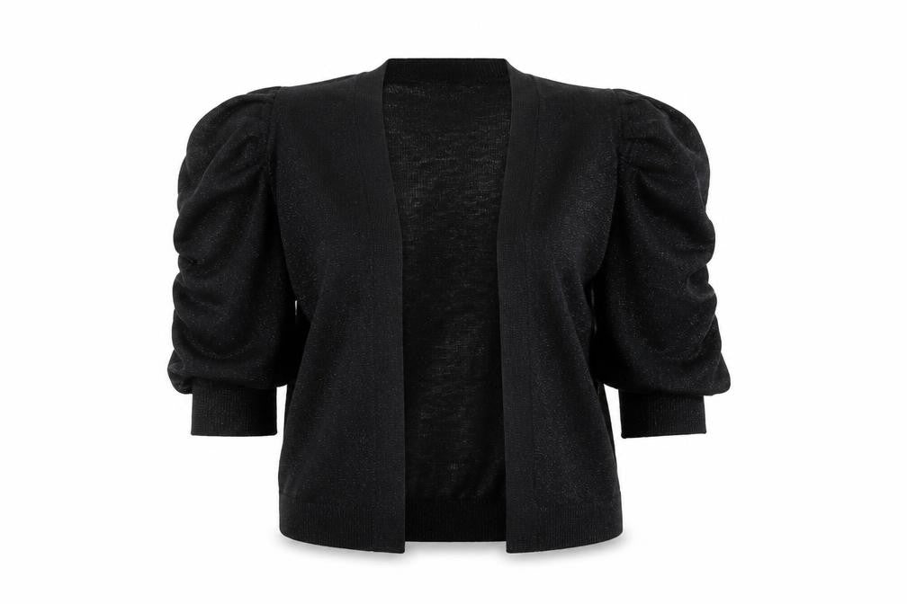 Agenda Womens Black V-Neck Viscose Shrug Jumper Size 12