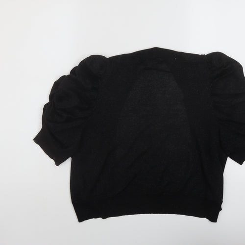 Agenda Womens Black V-Neck Viscose Shrug Jumper Size 12
