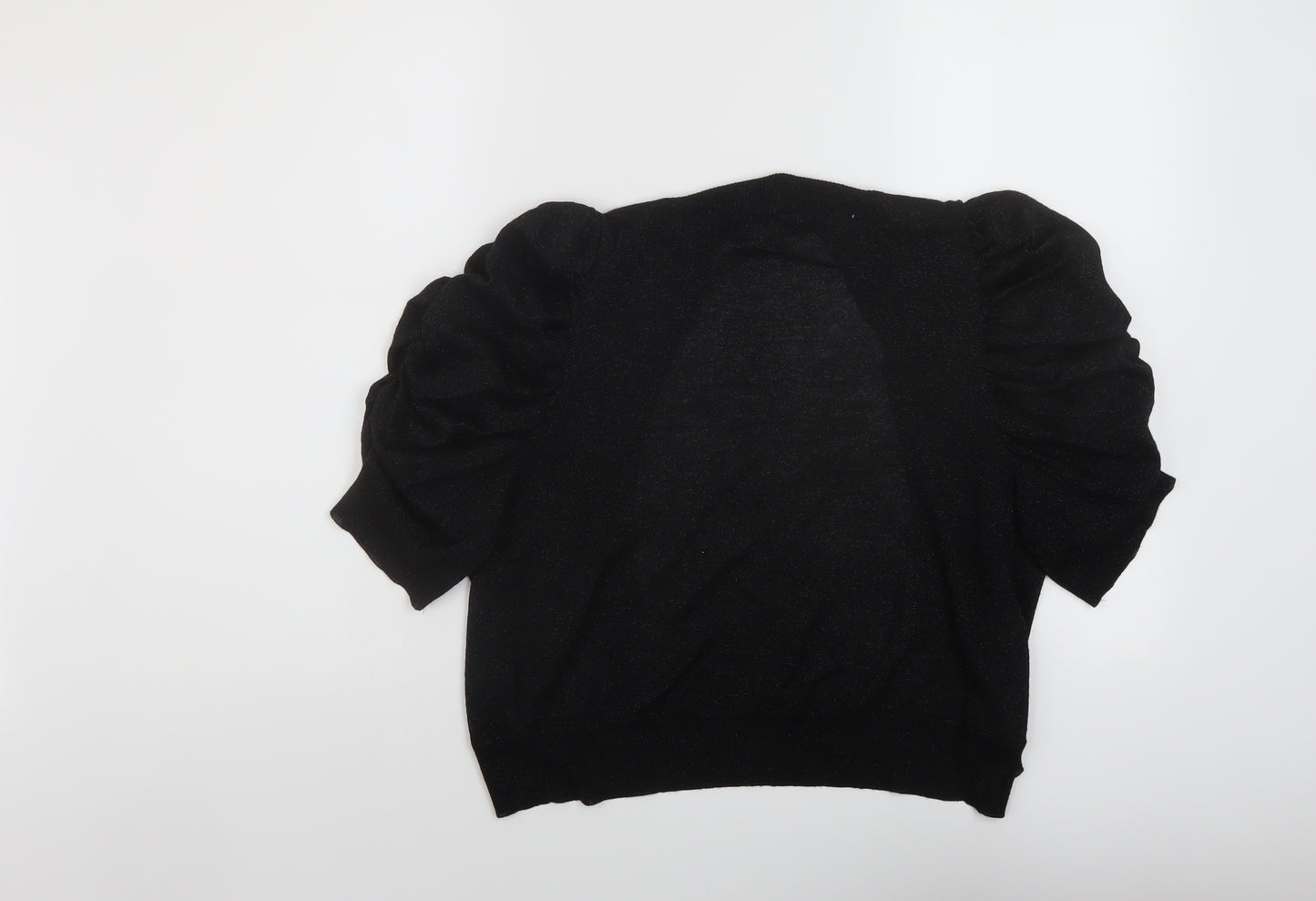 Agenda Womens Black V-Neck Viscose Shrug Jumper Size 12