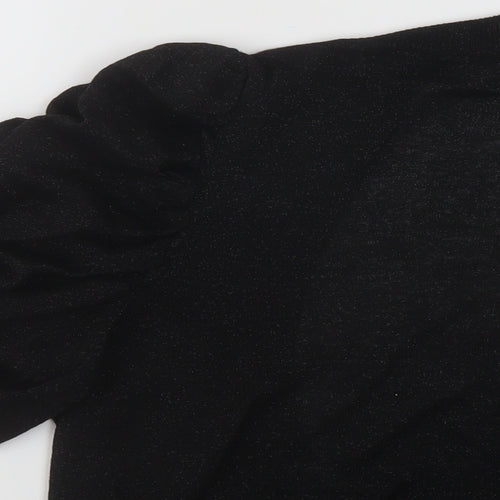 Agenda Womens Black V-Neck Viscose Shrug Jumper Size 12