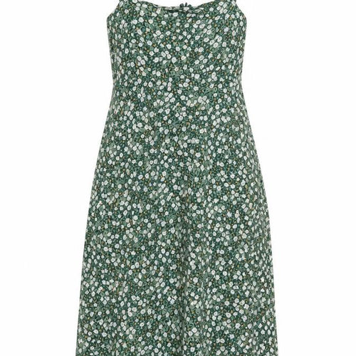 Motel Womens Green Floral Viscose A-Line Size S Square Neck Zip