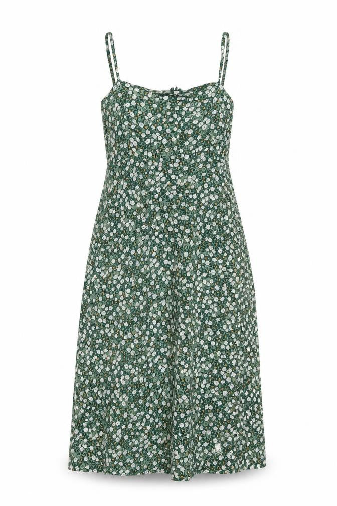 Motel Womens Green Floral Viscose A-Line Size S Square Neck Zip