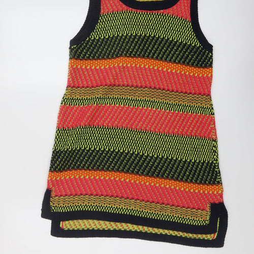 NEXT Womens Multicoloured Round Neck Striped Acrylic Vest Jumper Size 10
