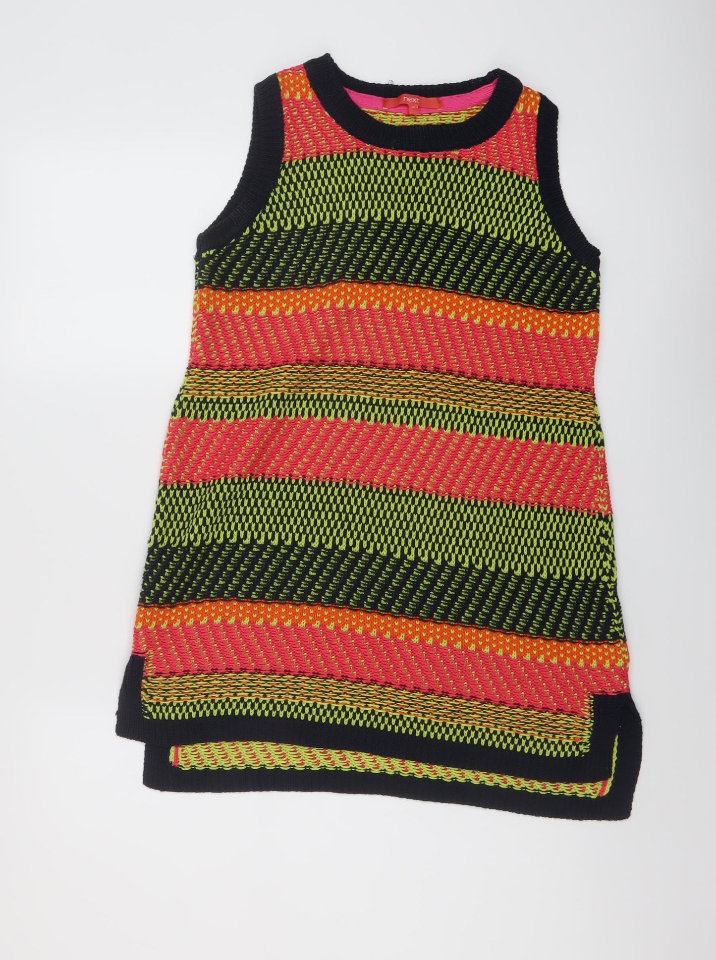 NEXT Womens Multicoloured Round Neck Striped Acrylic Vest Jumper Size 10