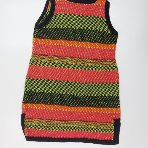 NEXT Womens Multicoloured Round Neck Striped Acrylic Vest Jumper Size 10