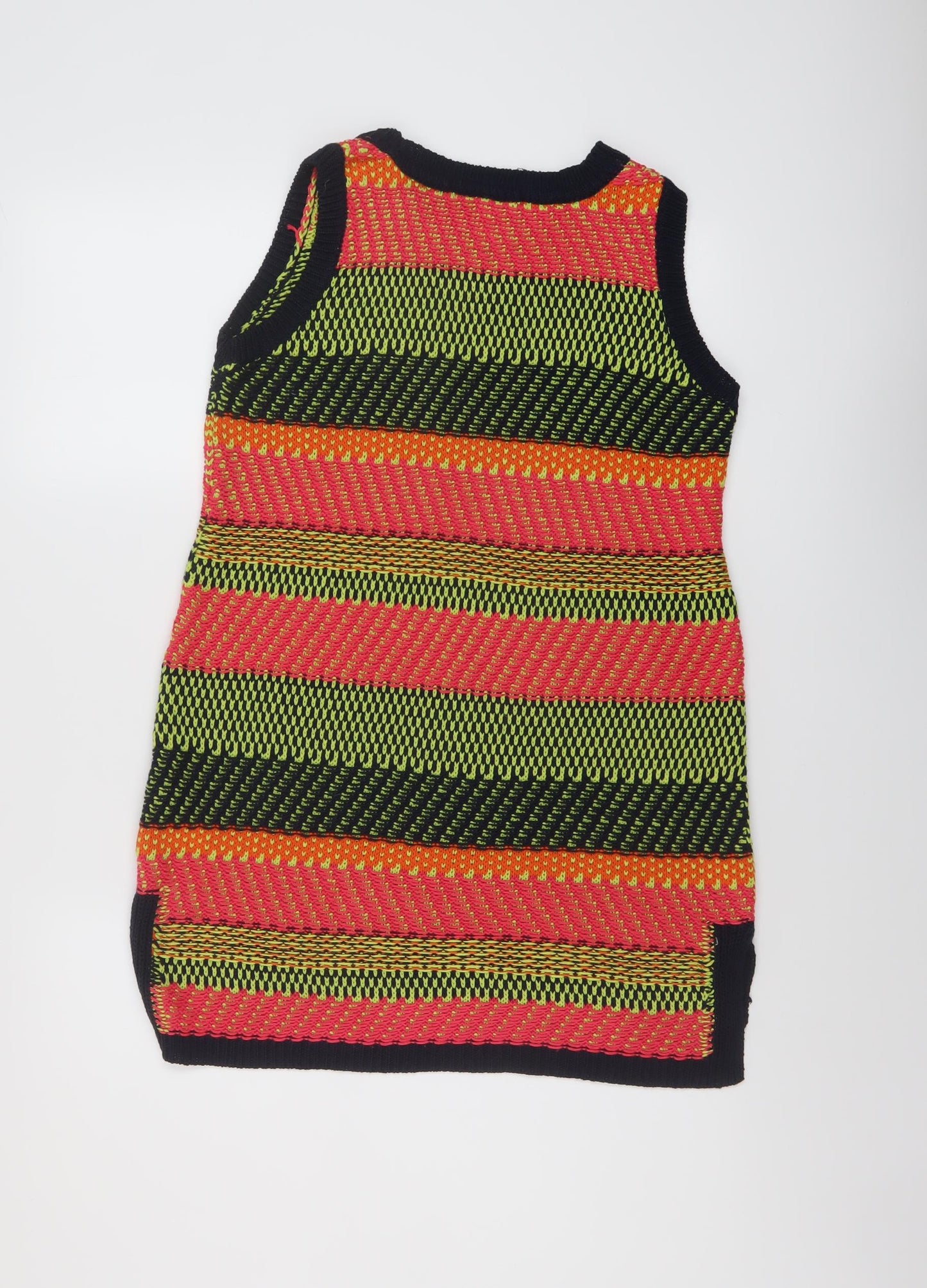 NEXT Womens Multicoloured Round Neck Striped Acrylic Vest Jumper Size 10