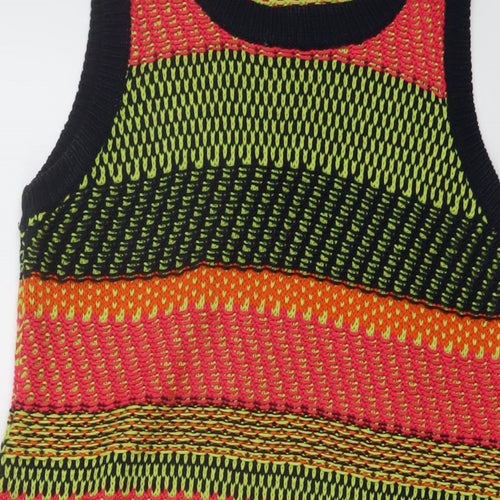 NEXT Womens Multicoloured Round Neck Striped Acrylic Vest Jumper Size 10