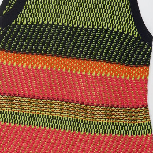 NEXT Womens Multicoloured Round Neck Striped Acrylic Vest Jumper Size 10