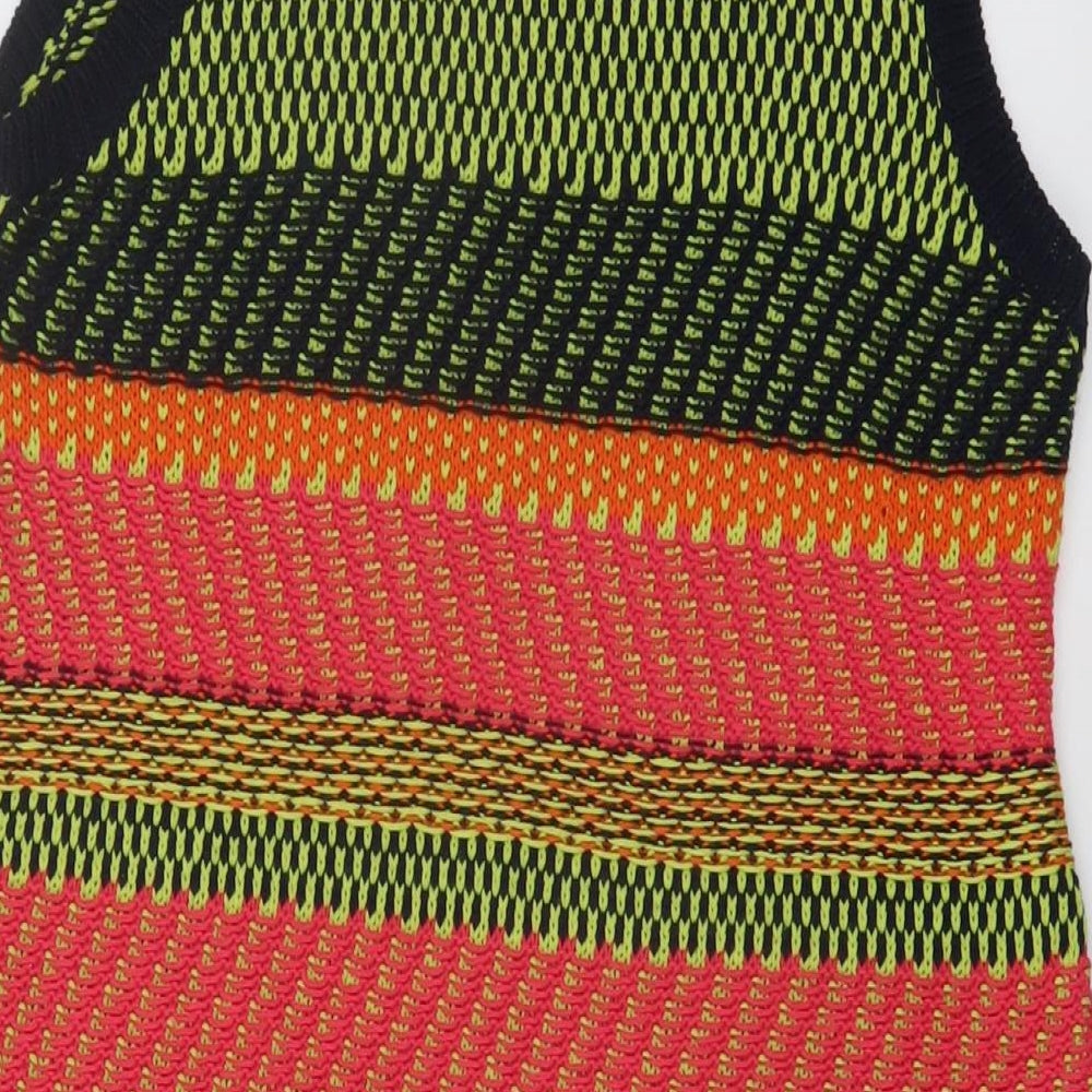 NEXT Womens Multicoloured Round Neck Striped Acrylic Vest Jumper Size 10
