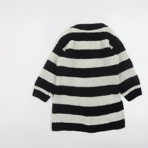 H&M Girls Beige Crew Neck Striped Polyester Pullover Jumper Size 4-5 Years Pullover