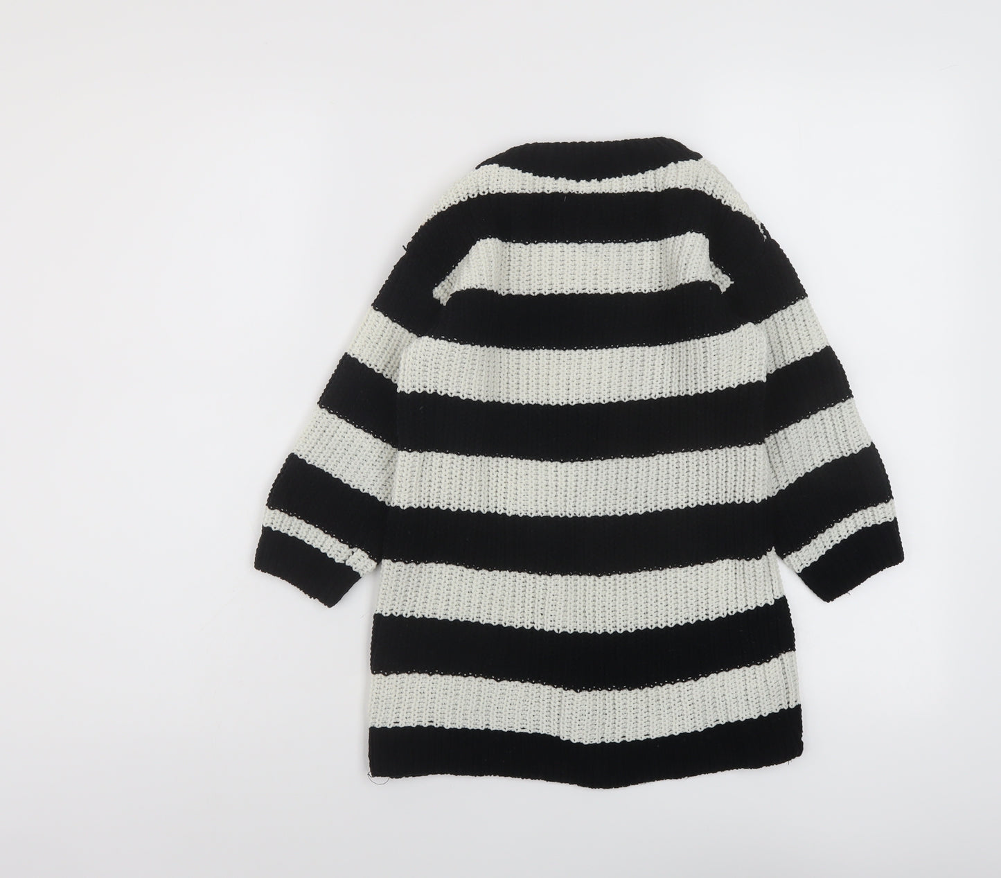 H&M Girls Beige Crew Neck Striped Polyester Pullover Jumper Size 4-5 Years Pullover