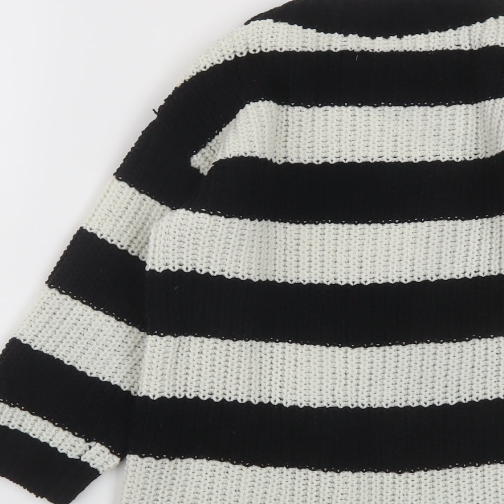 H&M Girls Beige Crew Neck Striped Polyester Pullover Jumper Size 4-5 Years Pullover