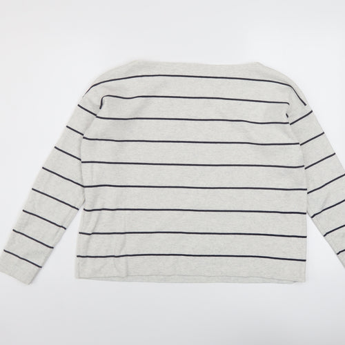 H&M Womens Ivory Round Neck Striped Cotton Pullover Jumper Size XS