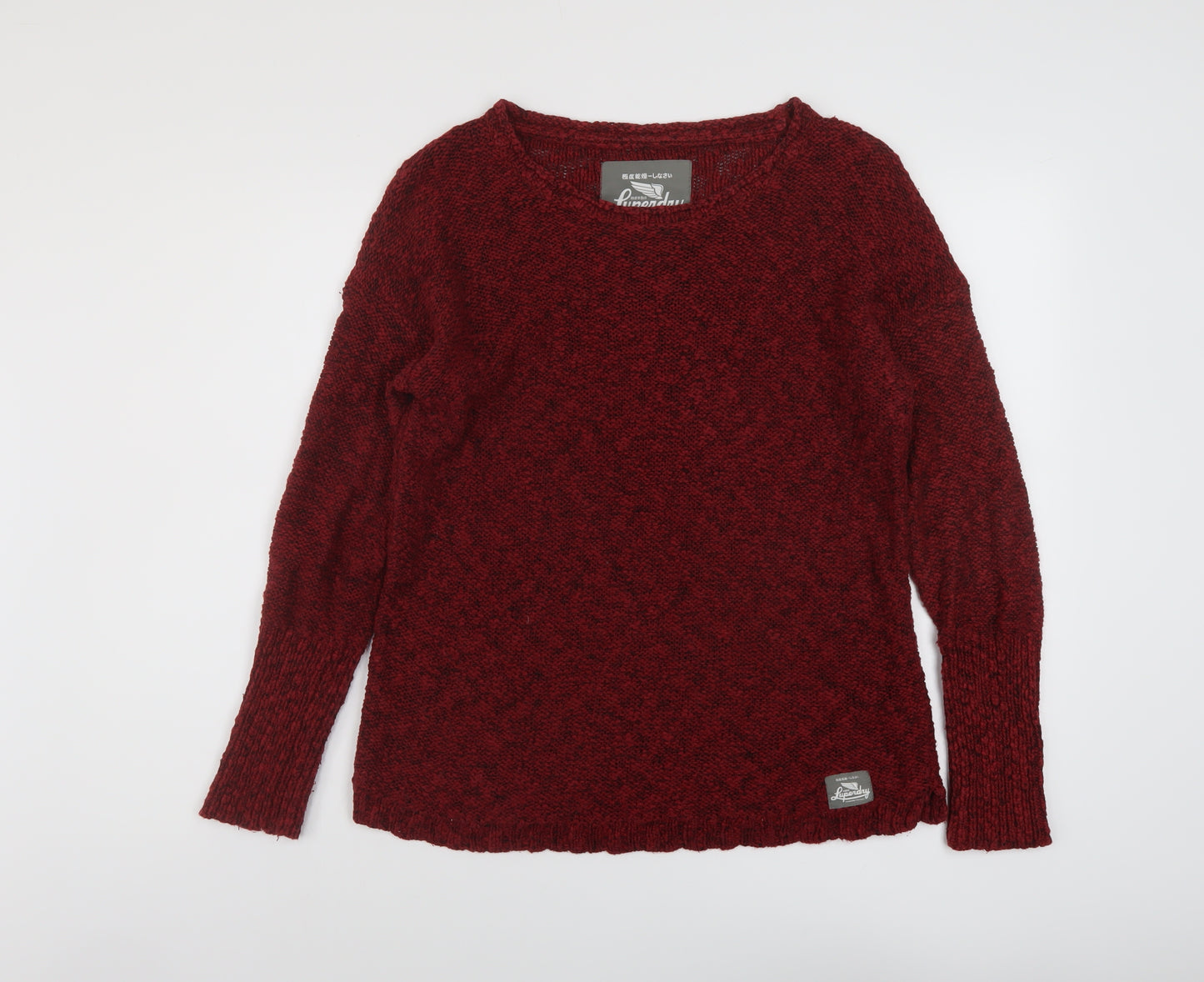 Superdry Womens Red Round Neck Cotton Pullover Jumper Size M