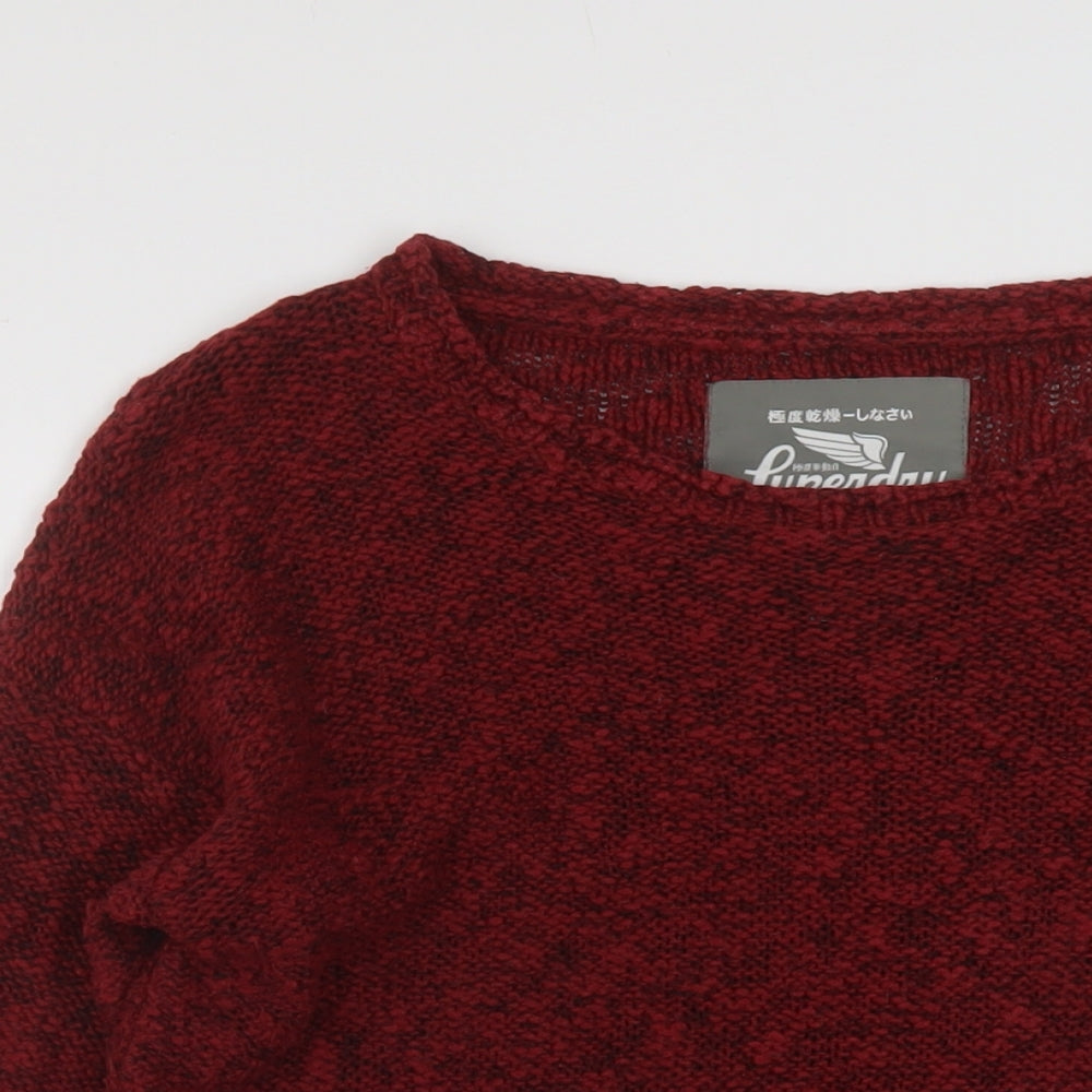 Superdry Womens Red Round Neck Cotton Pullover Jumper Size M