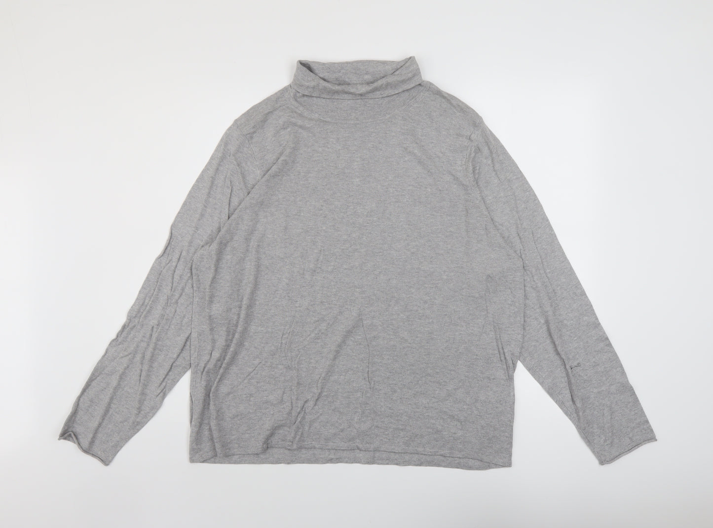 Marks and Spencer Womens Grey Roll Neck Cotton Pullover Jumper Size 24