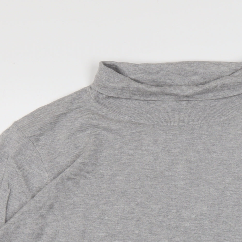 Marks and Spencer Womens Grey Roll Neck Cotton Pullover Jumper Size 24