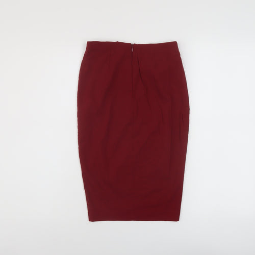 ASOS Womens Red Viscose Bandage Skirt Size 4 Zip