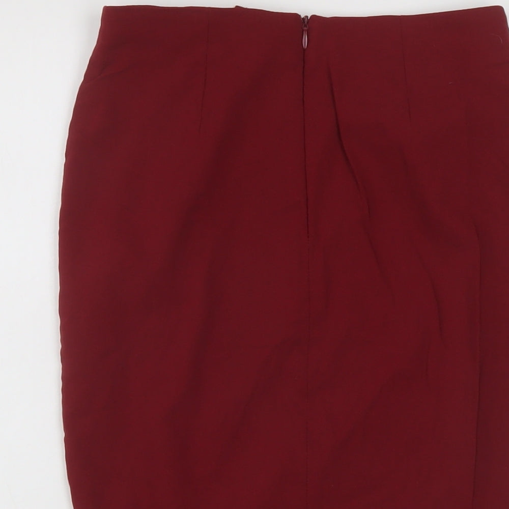 ASOS Womens Red Viscose Bandage Skirt Size 4 Zip